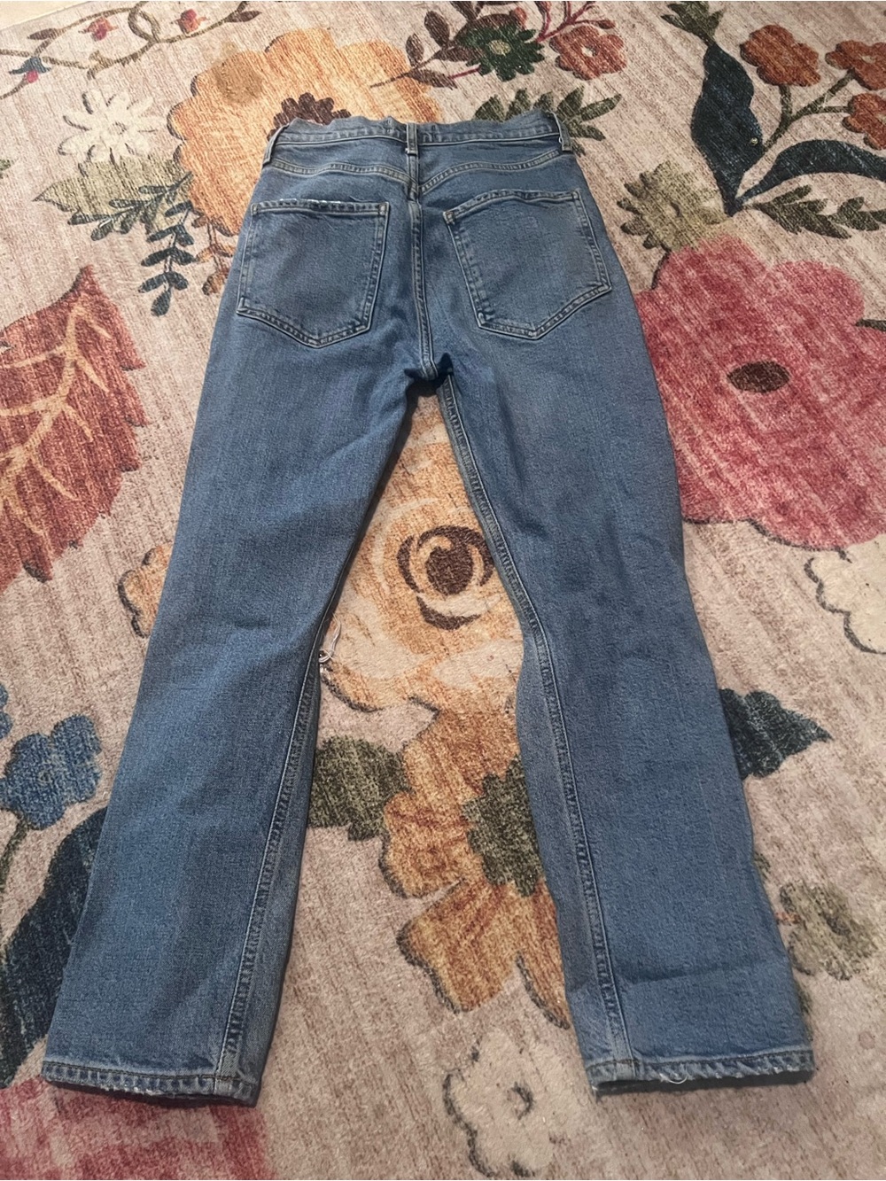 Agolde Riley Light Blue Straight Leg Crop Ripped Jeans - Picture 9 of 9